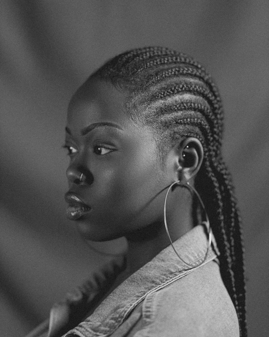 Cornrows in black and white